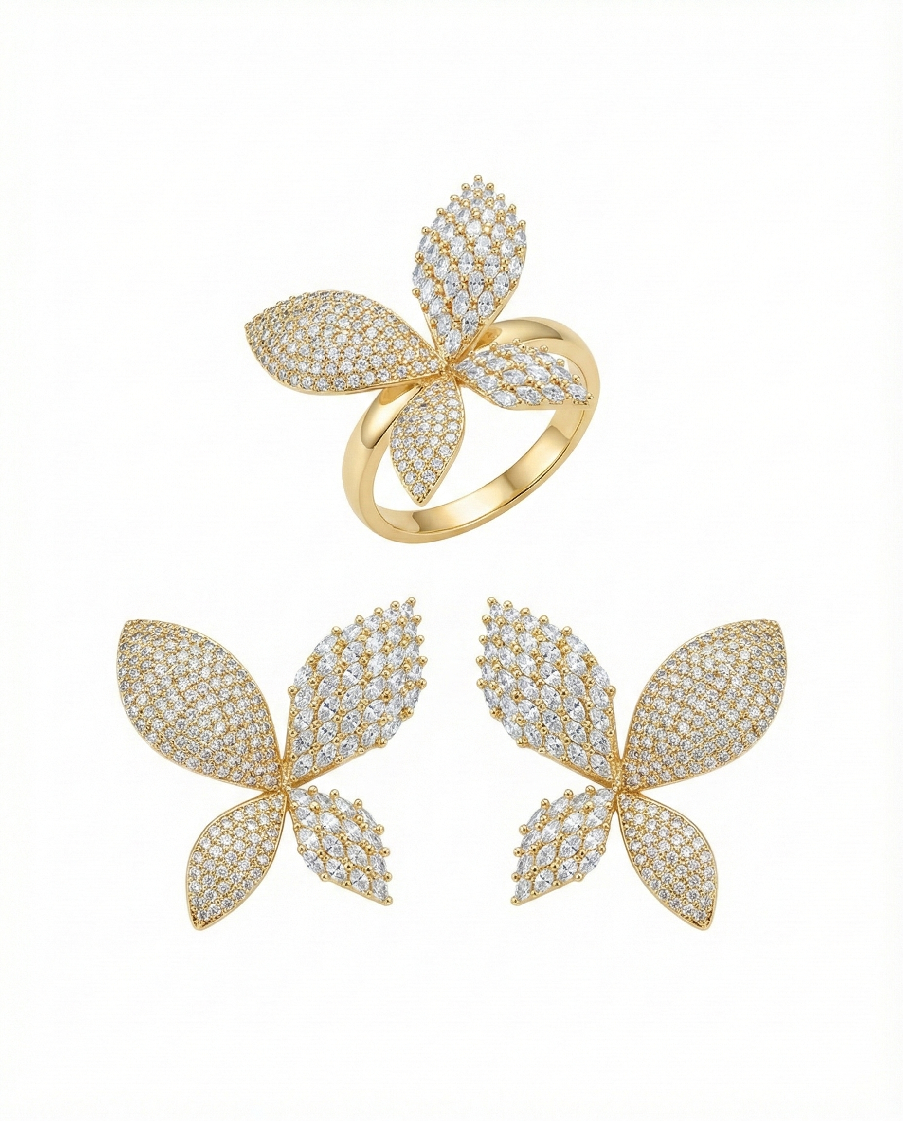 Pavé Floral Jewelry Set